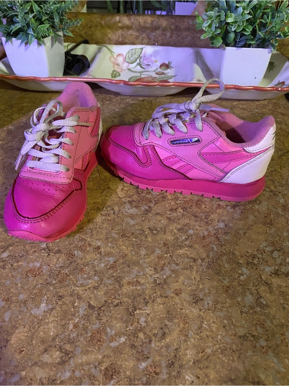 Reebok Kids Hot Pink and White Lace-Up Sneakers